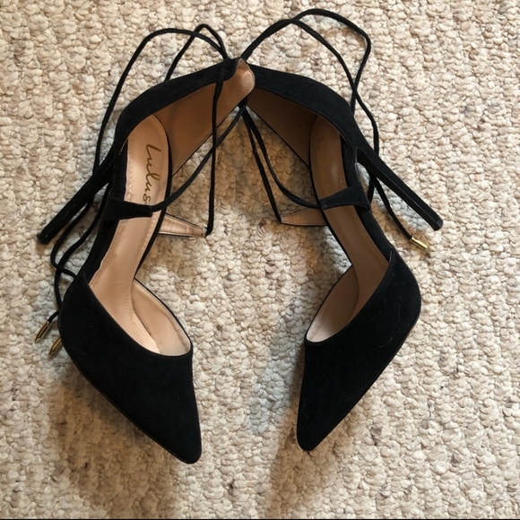 Lulu’s Black Wrap Lace Up Heels - Picture 4 of 8